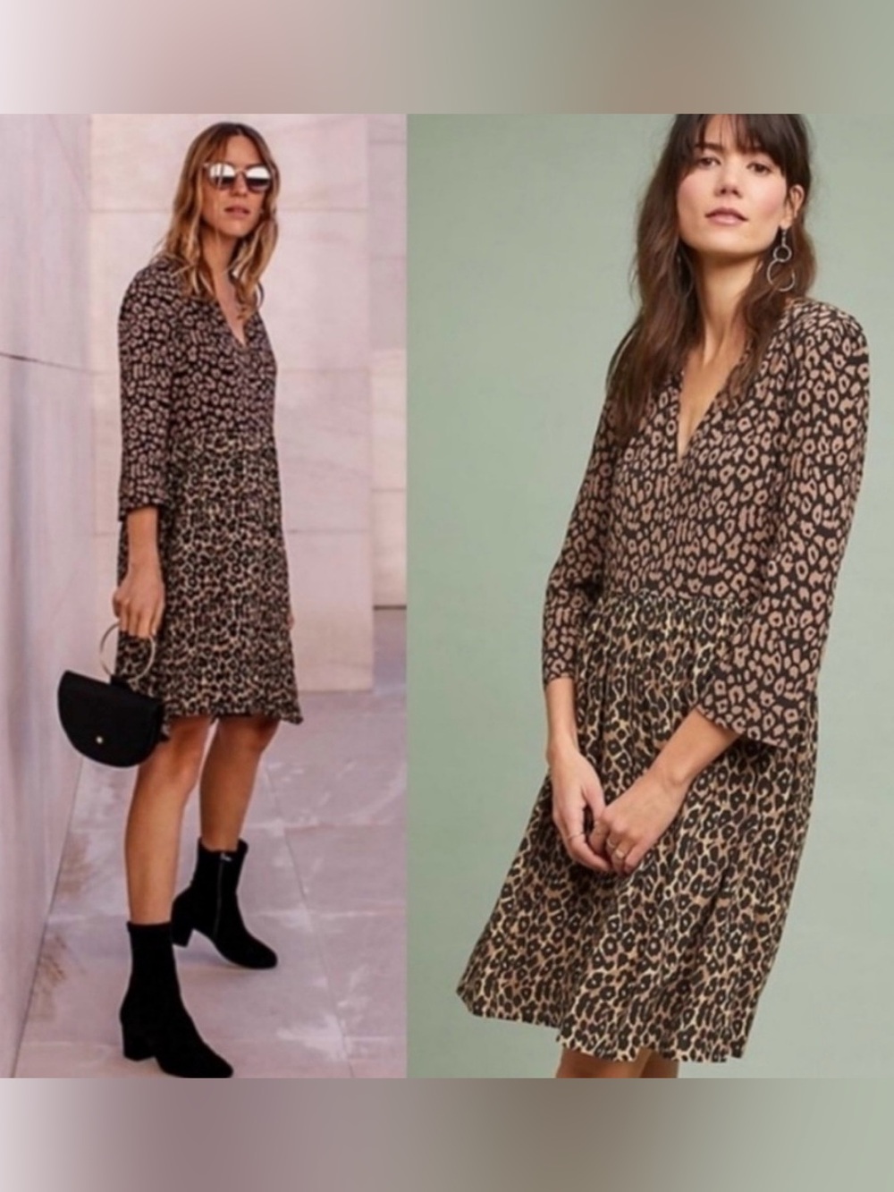 Maeve Anthropologie Juno Leopard Print Shift Dress Medium Boho Animal Print
